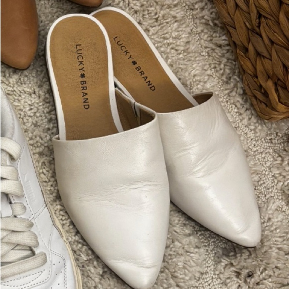 Lucky Brand Women's White Mules